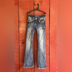Grace Kids/Girl's Blue Faded Bootcut Jeans